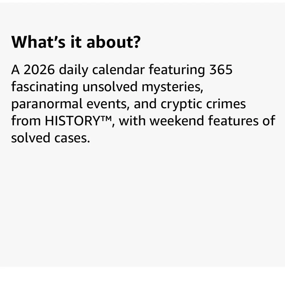 2026 History Channel Unexplained Mysteries Boxed Calendar: 365 Days new